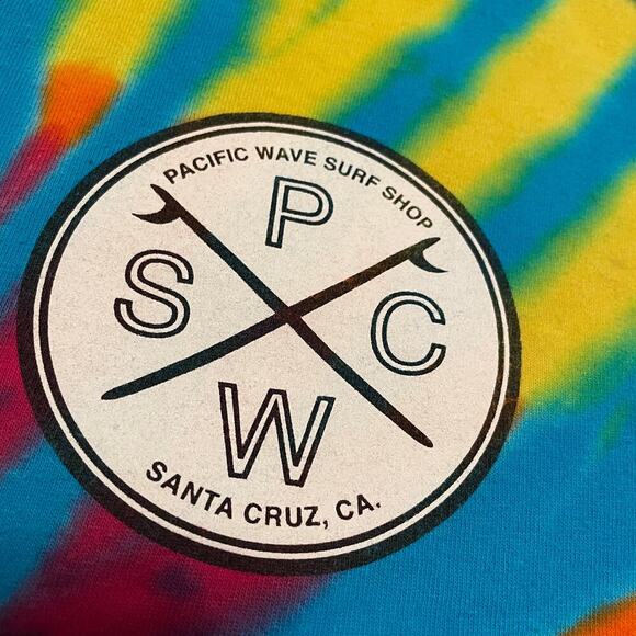 Pacific Wave Surf Shop Santa Cruz California Tie Dye Shirt Mens Large Vintage - Picture 2 of 9